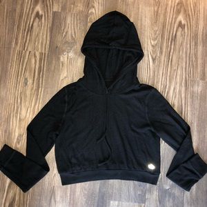 Alo Black Cropped Hoodie w/Drawstrings M